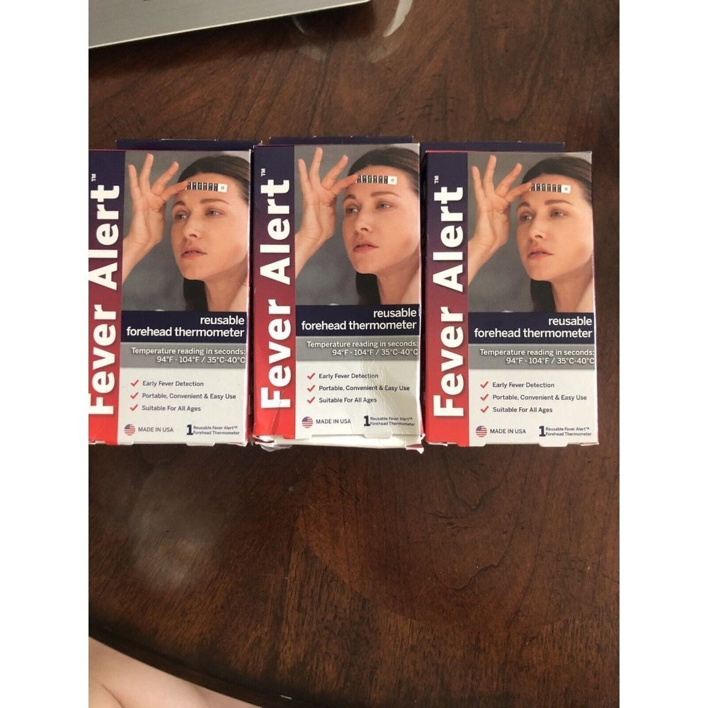 3 Fever Alert Reusable Forehead Thermometer Strip NIB, 3 Pack